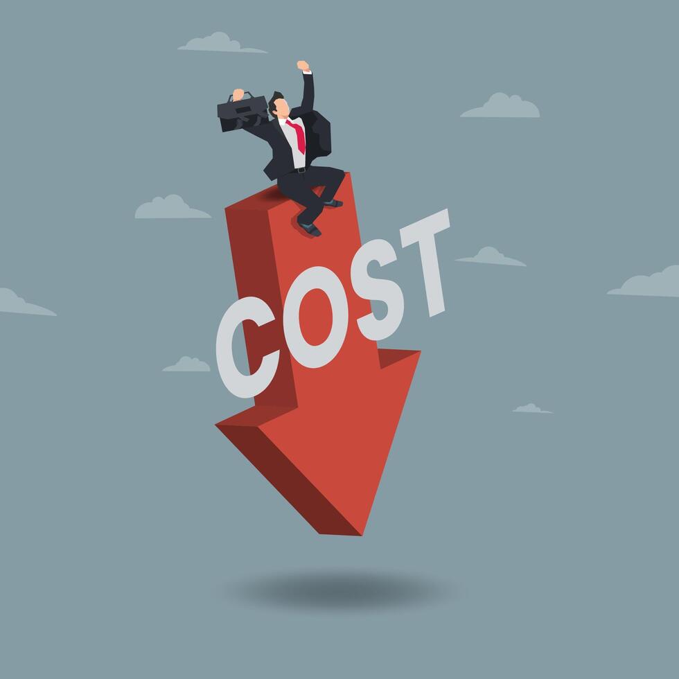 Businessman success to reduce costs concept illustration vector