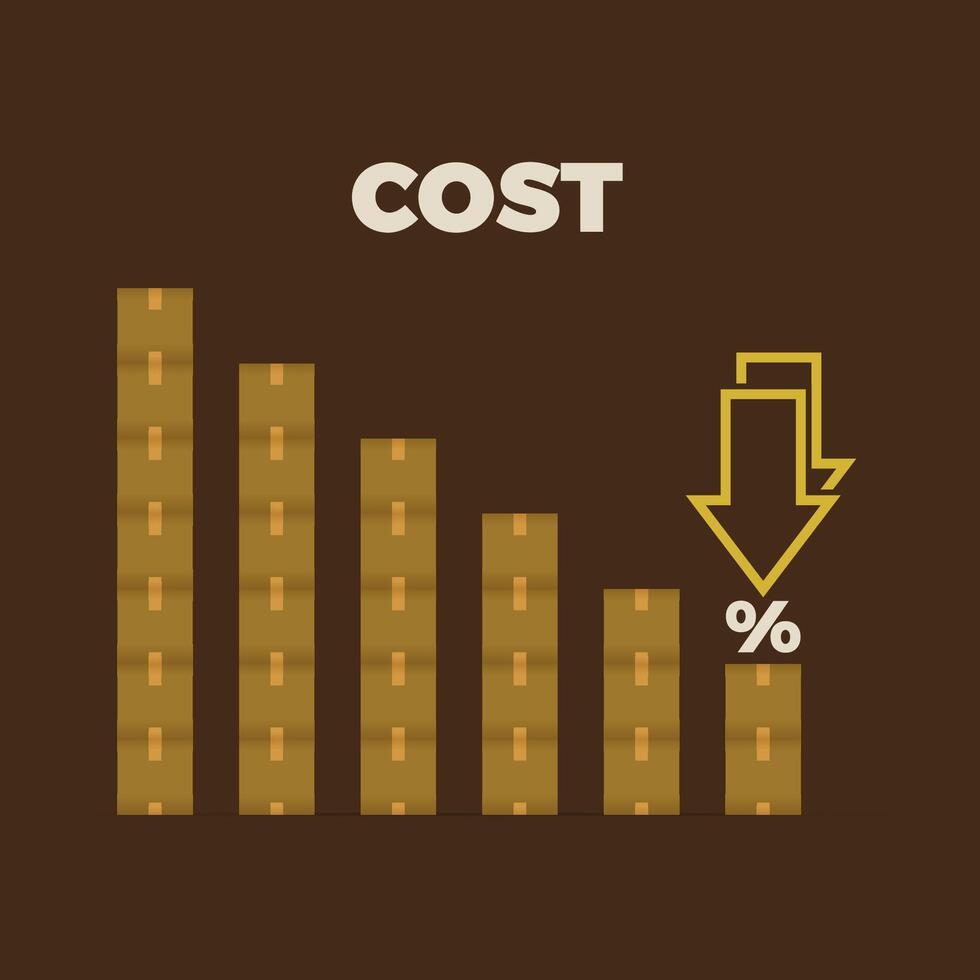 Cardboard box with percentage decreases cost graphic illustration vector
