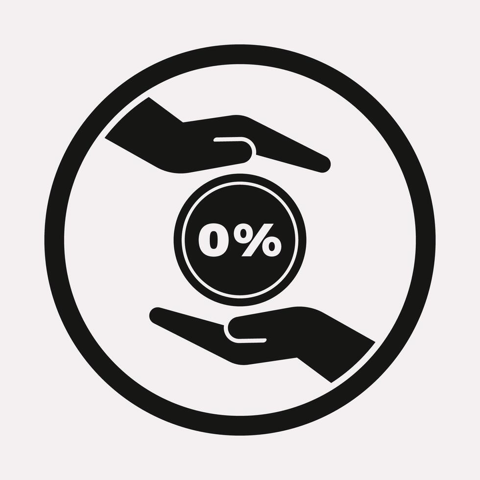 Hands with zero percent interest symbol design illustration vector