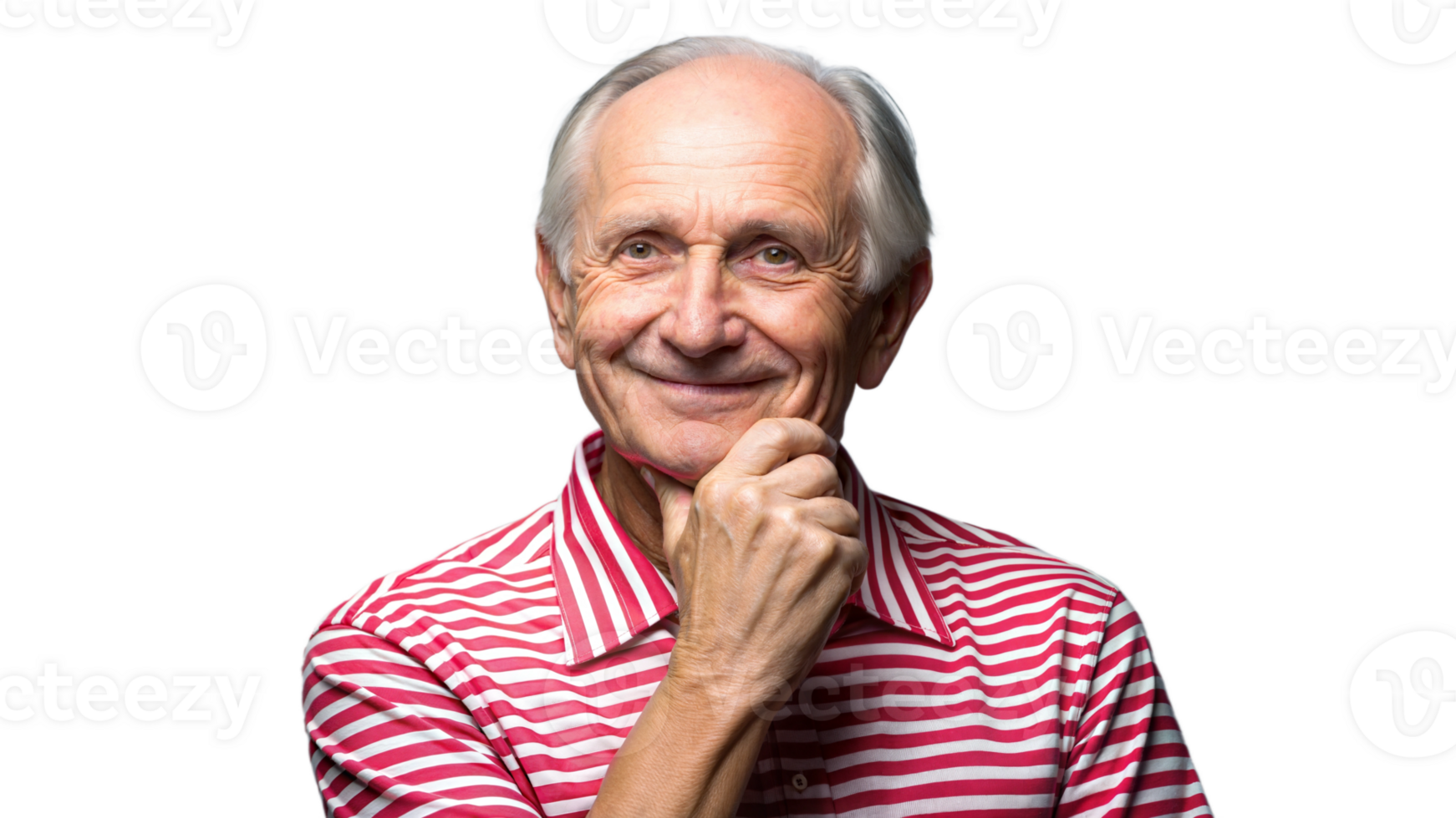 Portrait of a Smiling Senior Man Wearing a Striped Shirt png