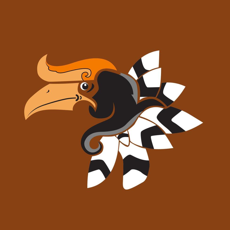 bird head of kalimantan borneo traditional ornament vector