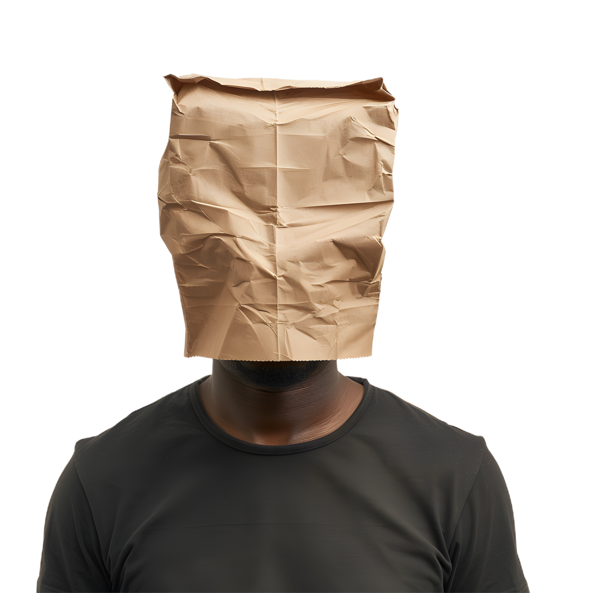 man with brown paper bag on his head 48059331 PNG