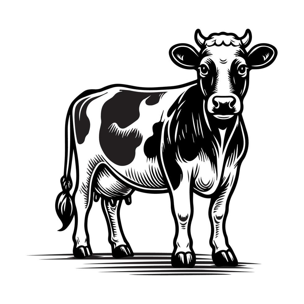 Cow icons lined simple isolated for dairy and beef farming and veterinary vector