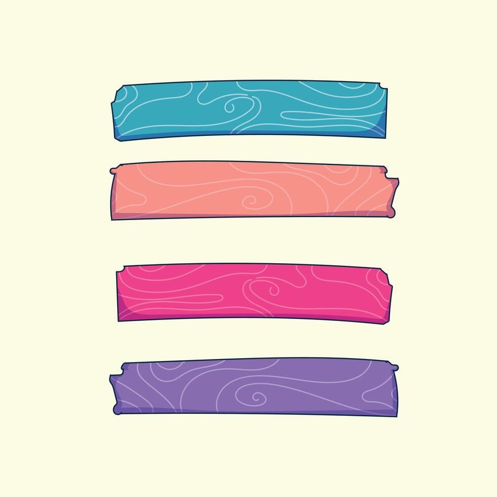 Wooden Buttons Cartoon Interface Game UI Elements vector