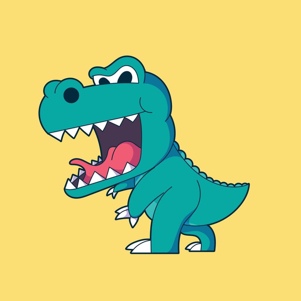 Cute rex dinosaur with its big mouth and pointy teeth vector