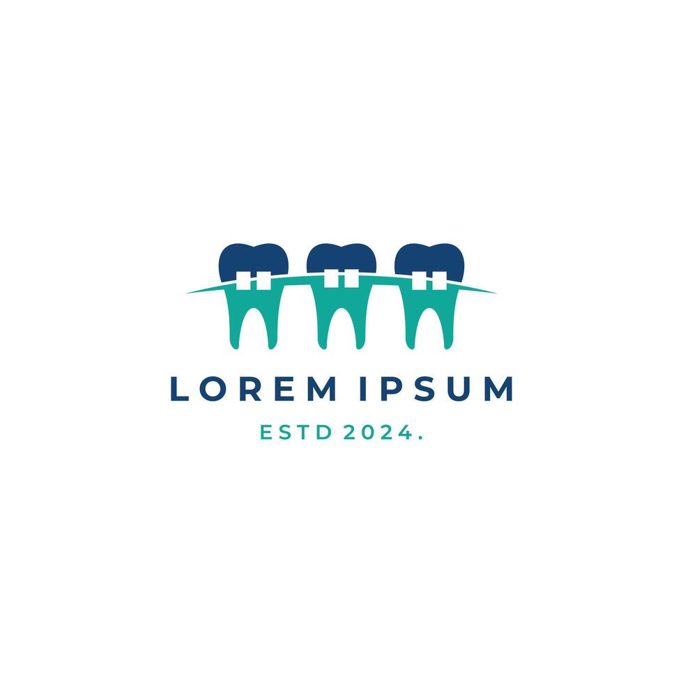 braces tooth dental care logo design modern concept vector