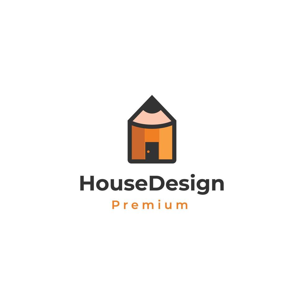 Pencil Building Architecture Logo Design On Isolated Background vector