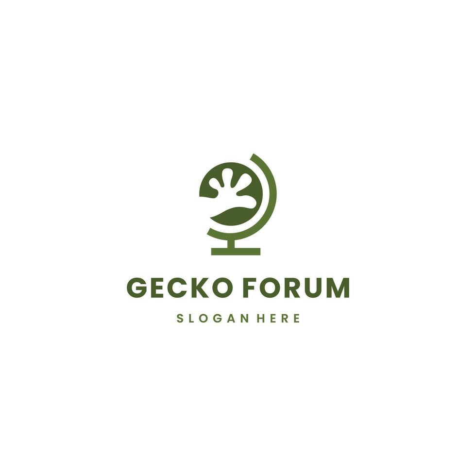 Gecko forum logo design, gecko footprint combine with globe logo icon template vector