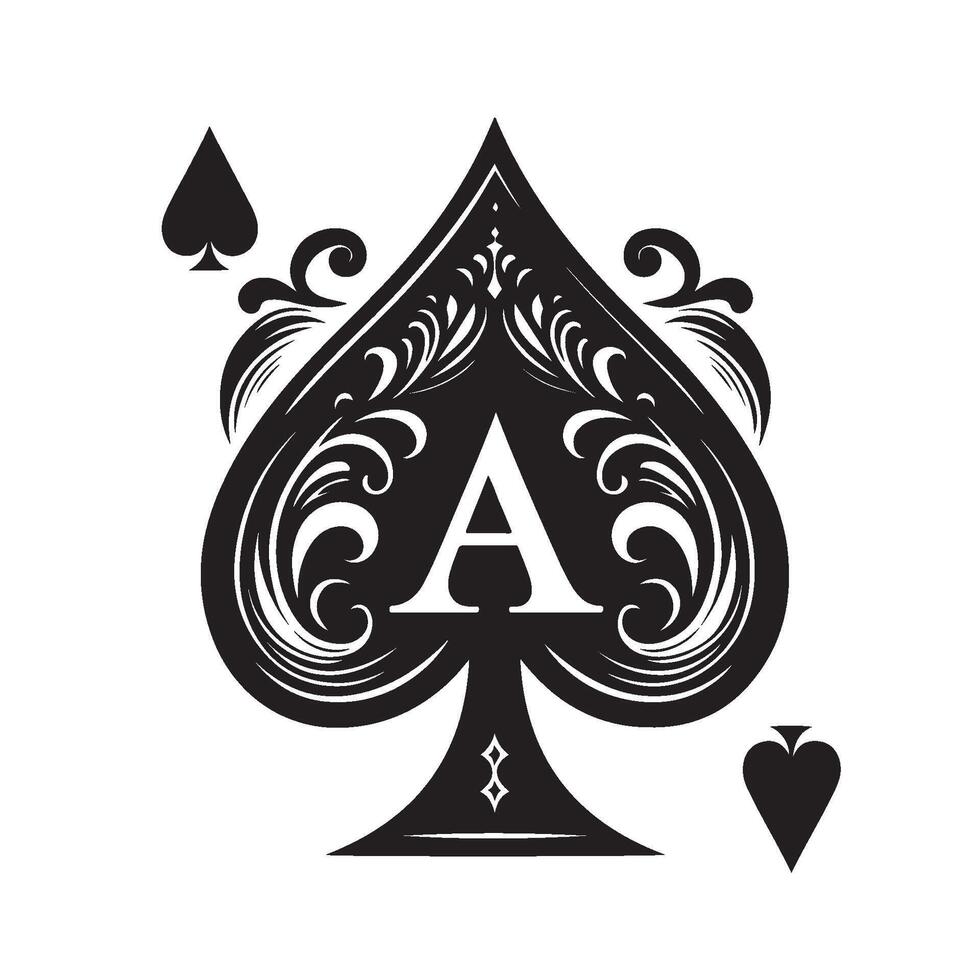 Ace of Spades Silhouette Illustration vector