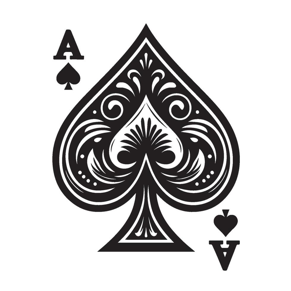 Ace of Spades Silhouette Illustration vector