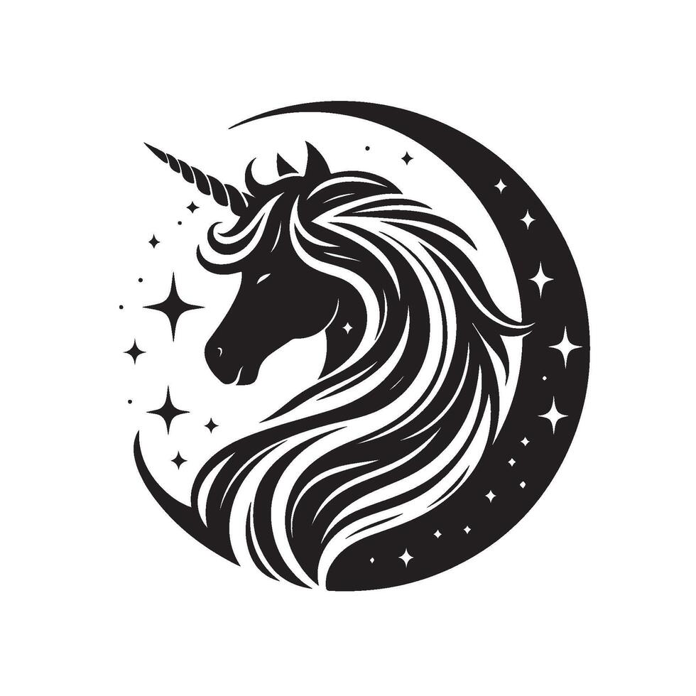 Unicorn Silhouette Logo Design vector