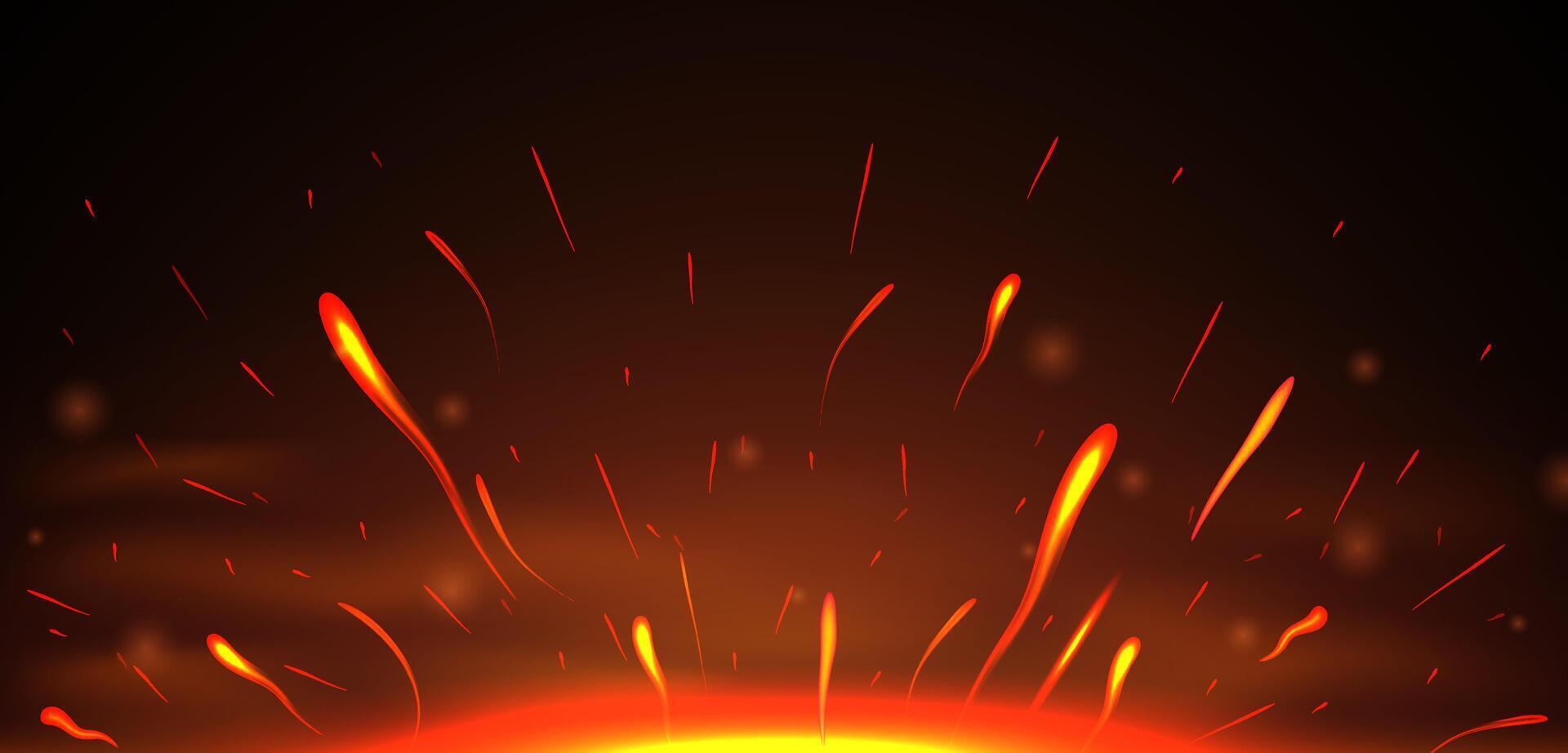 Smoke, sparks and fire particles, flying over the coals and burning cinder. vector