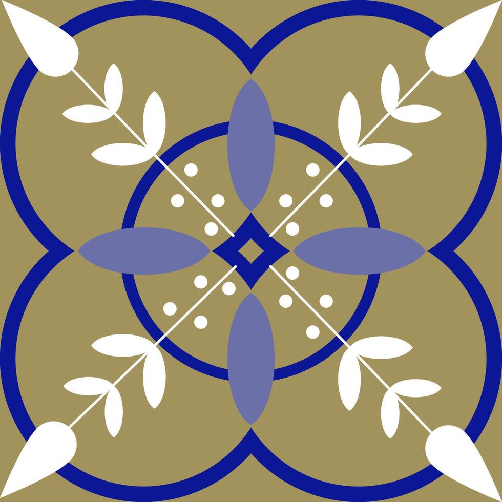 blue and white color geometric shapes, flowers on gold color background vector