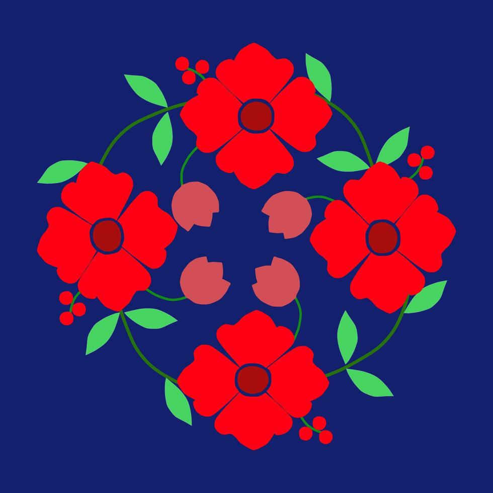 Red color flowers on a blue background vector