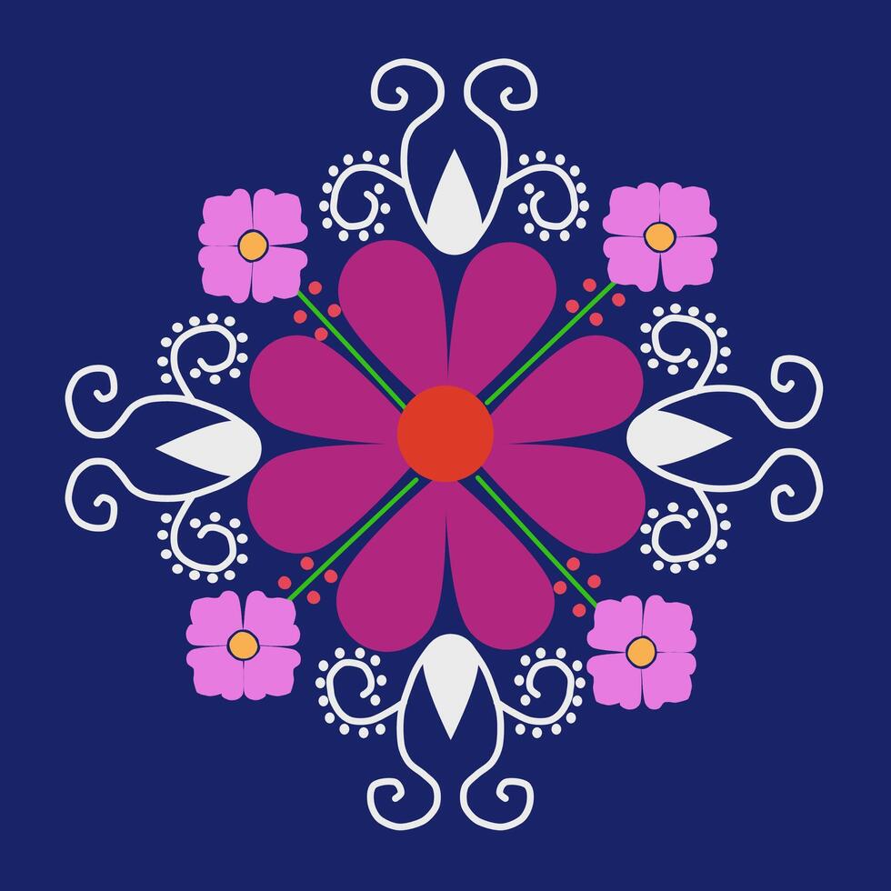 Tone pink color flowers on a blue background vector