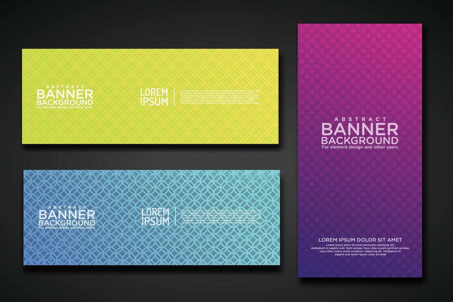 Set banner backgrounds with modern geometric lines textured pattern and colorful dynamic gradation vector