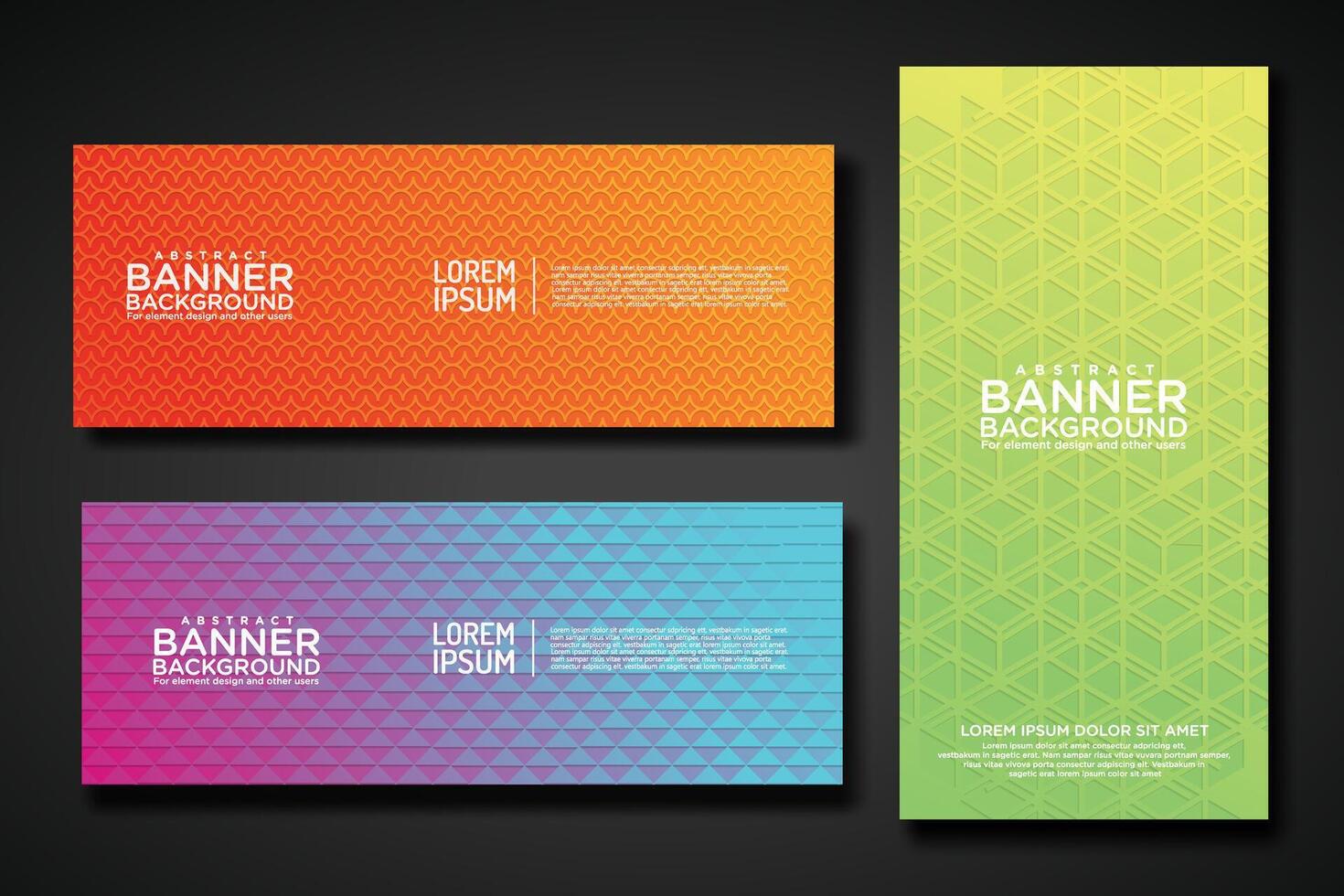 Set banner backgrounds with modern geometric lines textured pattern and colorful dynamic gradation vector