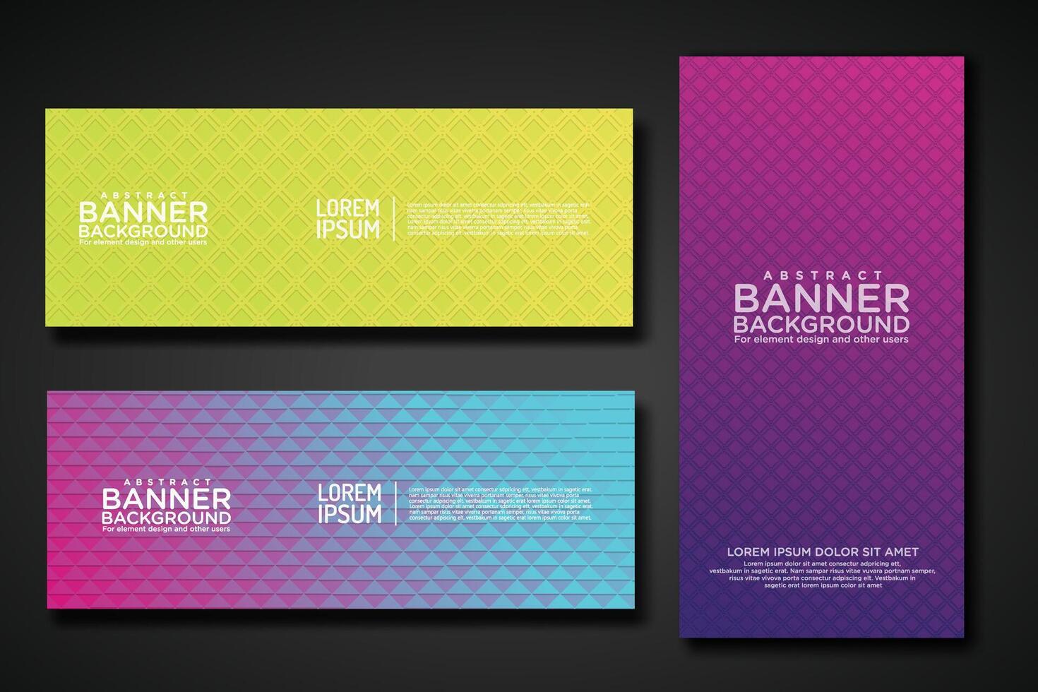 Set banner backgrounds with modern geometric lines textured pattern and colorful dynamic gradation vector