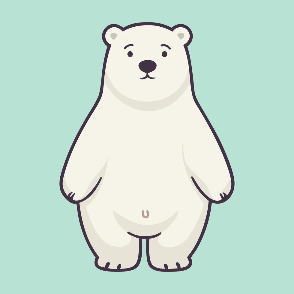 cute polar bear standing with happy pose cartoon icon illustration vector