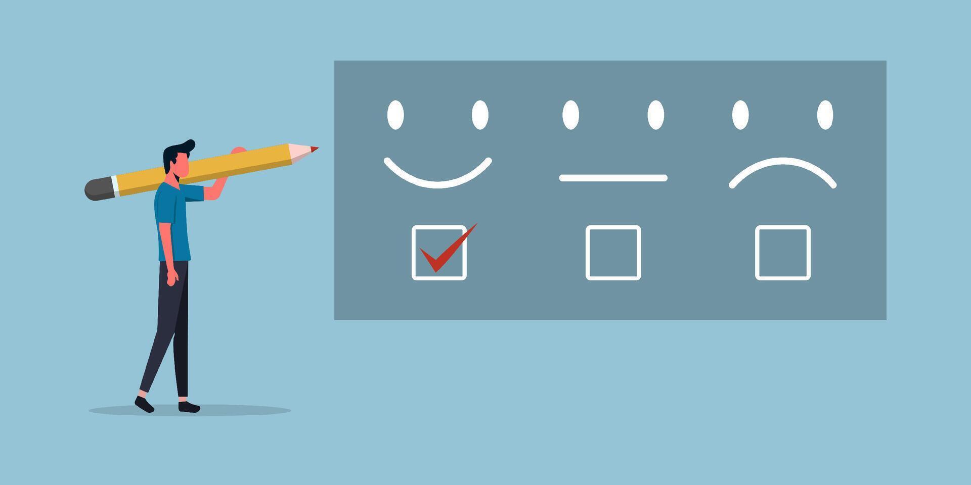User give rating to service experience. Positive feed back and testimonial. Satisfaction survey concept. vector