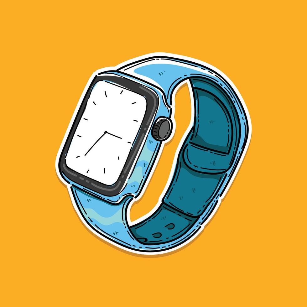 Smartwatch icons isolated on orange background, technology electronic gadgets, wrist watch illustration design, interesting modern electronic bands vector