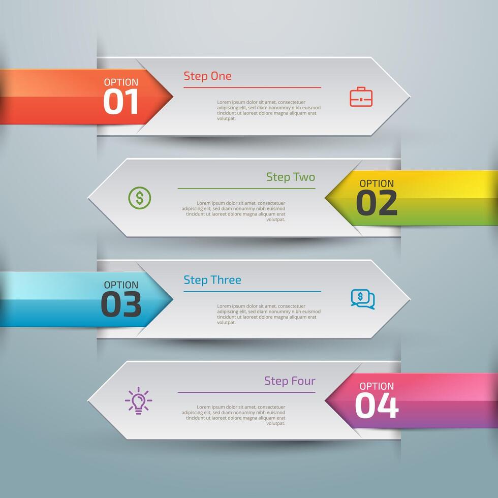 Business 4 Steps Chart and Numbers arrow style design Template vector