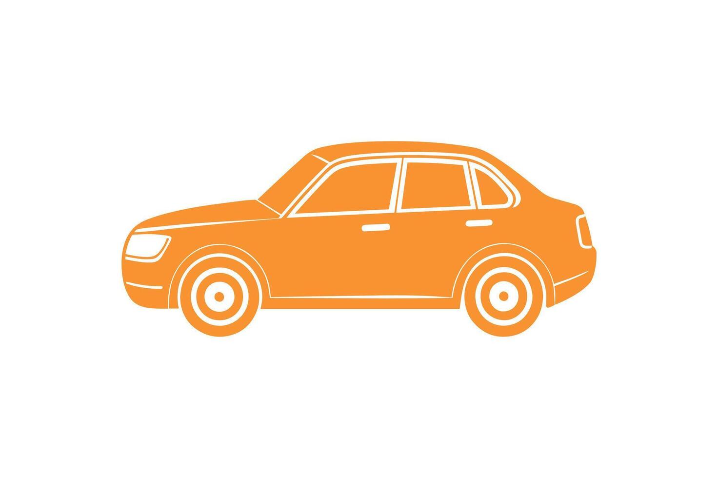a small orange car on a white background vector