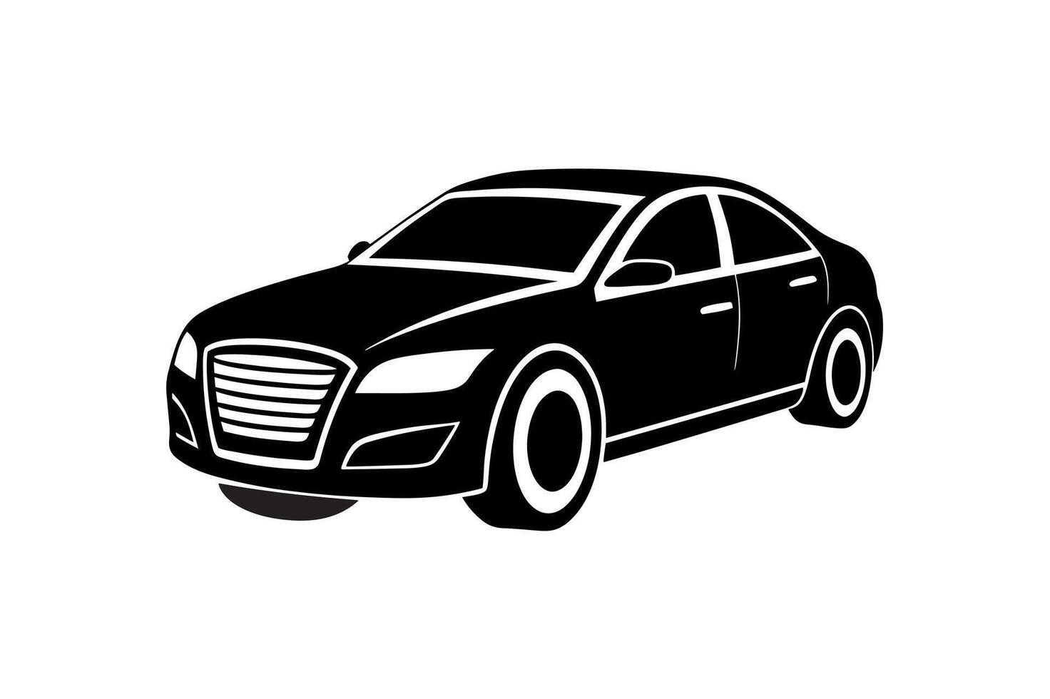 car icon on white background, black silhouette vector