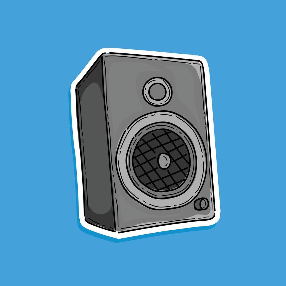 Music speaker icon. Cartoon illustration design of music speaker for animation. Isolated in a blue background vector