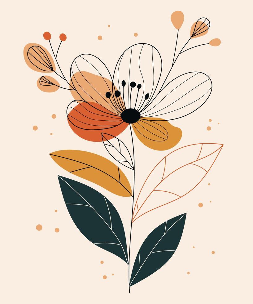 Floral wall art design . Abstract art background for canvas prints, wallpaper and home decor. vector