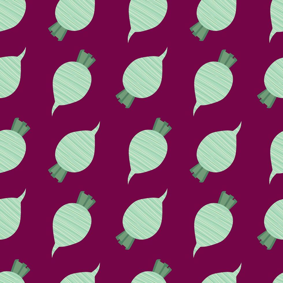 Radish or daikon seamless pattern. Stylized striped vegetable. illustration for fabric, background, packaging, wrapping paper vector