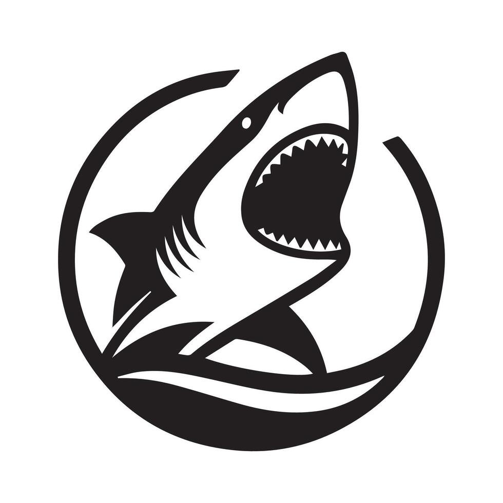 Minimalist shark logo on a white background vector