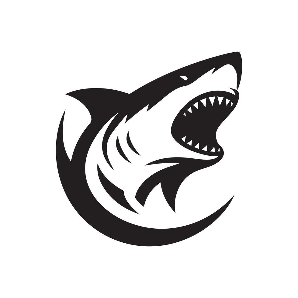 Minimalist shark logo on a white background vector