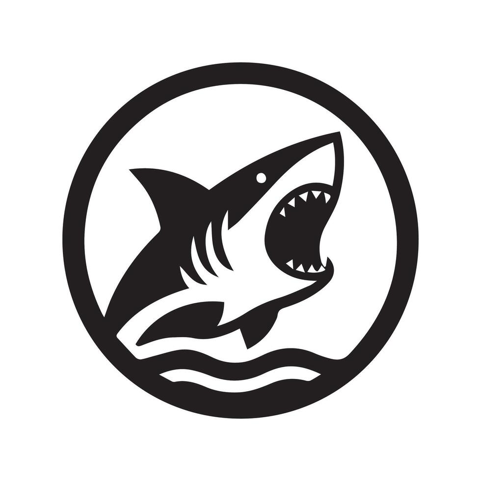 Minimalist shark logo on a white background vector