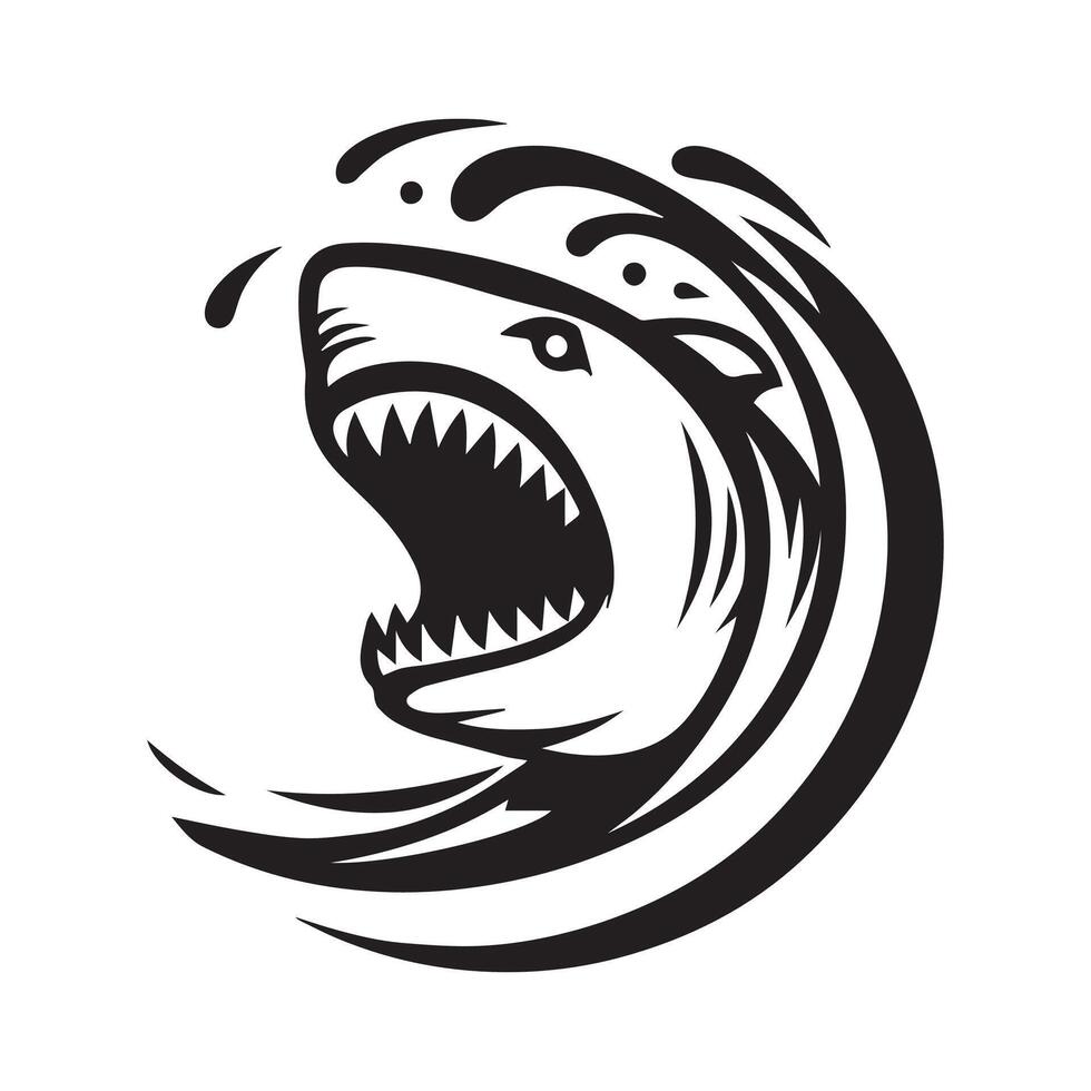 Minimalist shark logo on a white background vector