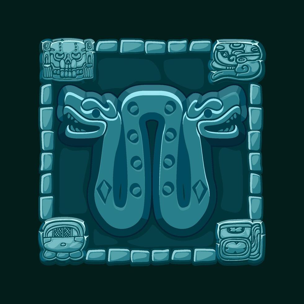 Mayan and Aztec totem of Snake with two heads, Maya and Inca tribal symbol. Snake for your 2D game or slots games vector