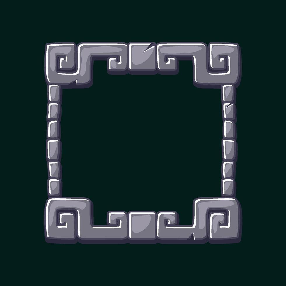 Maya Stone board, Aztec carton game frame. Maya tribal symbols. Ancient granite frame design element. APP frame for your icons vector
