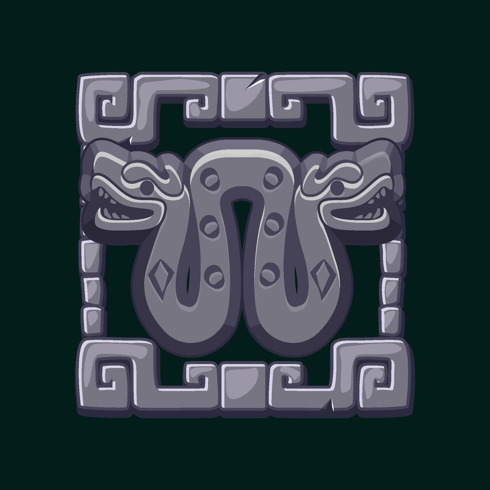 Mayan and Aztec totem of Snake with two heads, Maya and Inca tribal symbol. Snake for your 2D game or slot games. vector