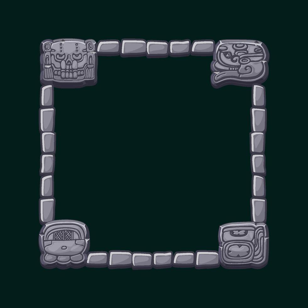 Maya Stone board, Aztec carton game frame. Maya tribal symbols. Ancient granite frame design element. UI object isolated. vector