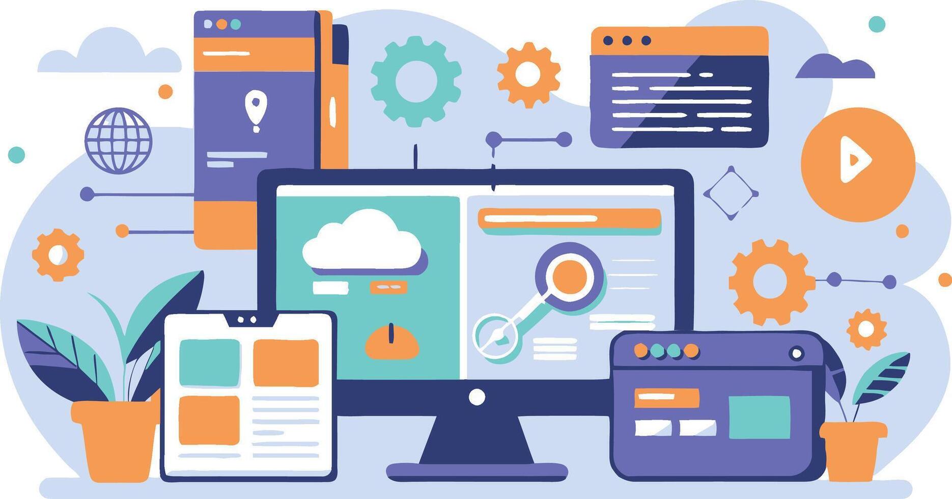 ui ux interfaz elementos y navegador ventanas, web diseño, software desarrollo, o aplicación diseño vector