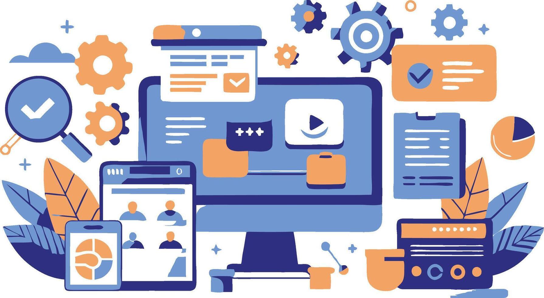 UI UX interface elements and browser windows, web design, software development, or app design vector