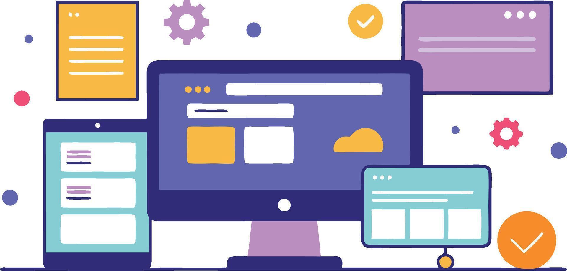 UI UX interface elements and browser windows, web design, software development, or app design vector