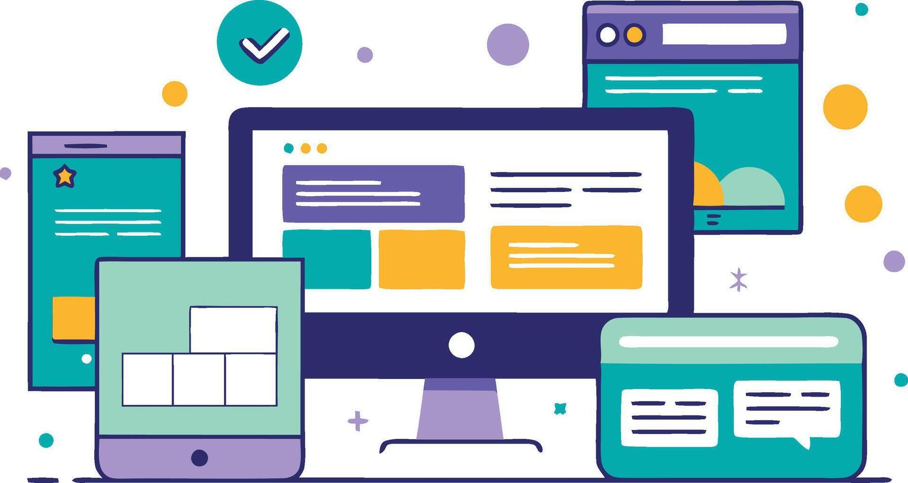 UI UX interface elements and browser windows, web design, software development, or app design vector