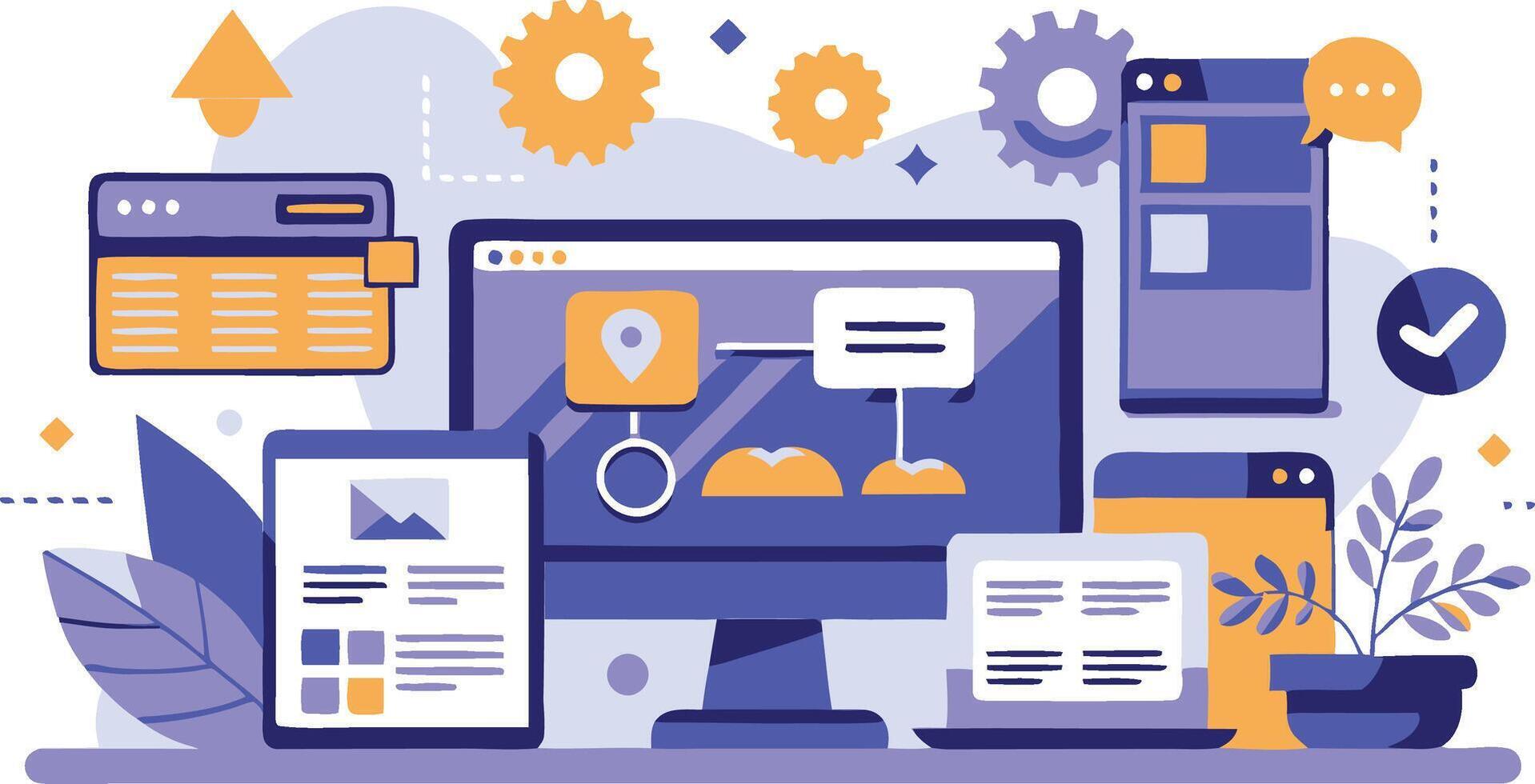 ui ux interfaz elementos y navegador ventanas, web diseño, software desarrollo, o aplicación diseño vector