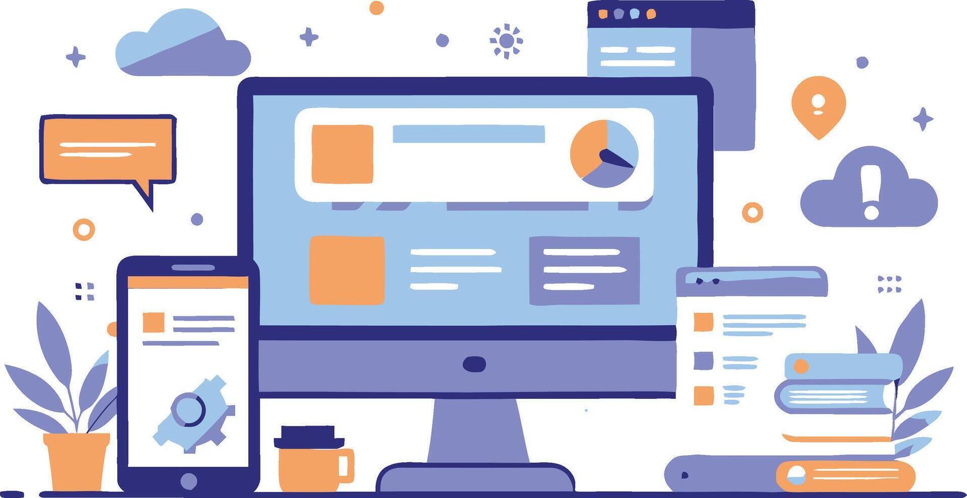 UI UX interface elements and browser windows, web design, software development, or app design vector