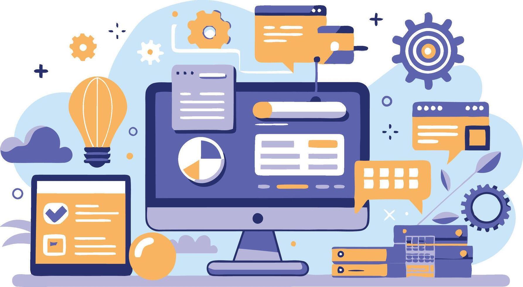 UI UX interface elements and browser windows, web design, software development, or app design vector