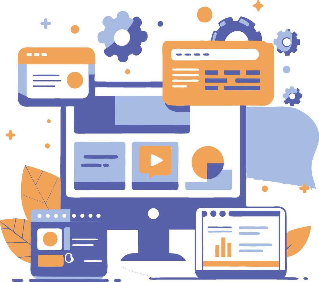 UI UX interface elements and browser windows, web design, software development, or app design vector