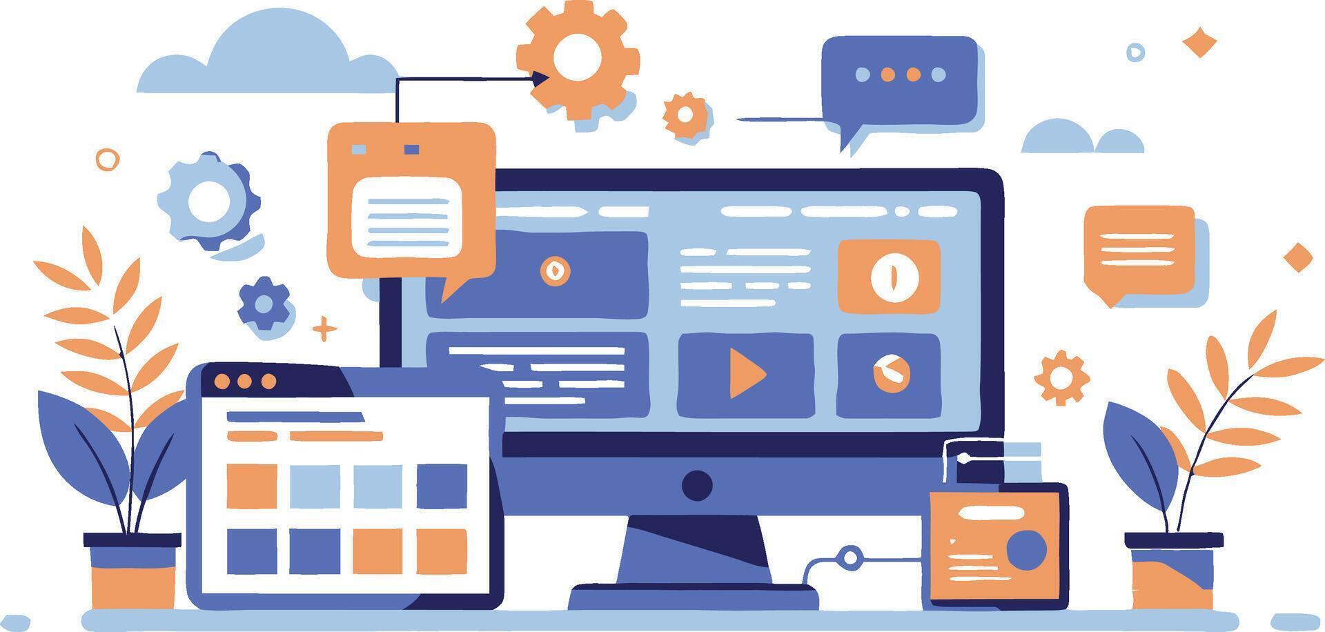 UI UX interface elements and browser windows, web design, software development, or app design vector