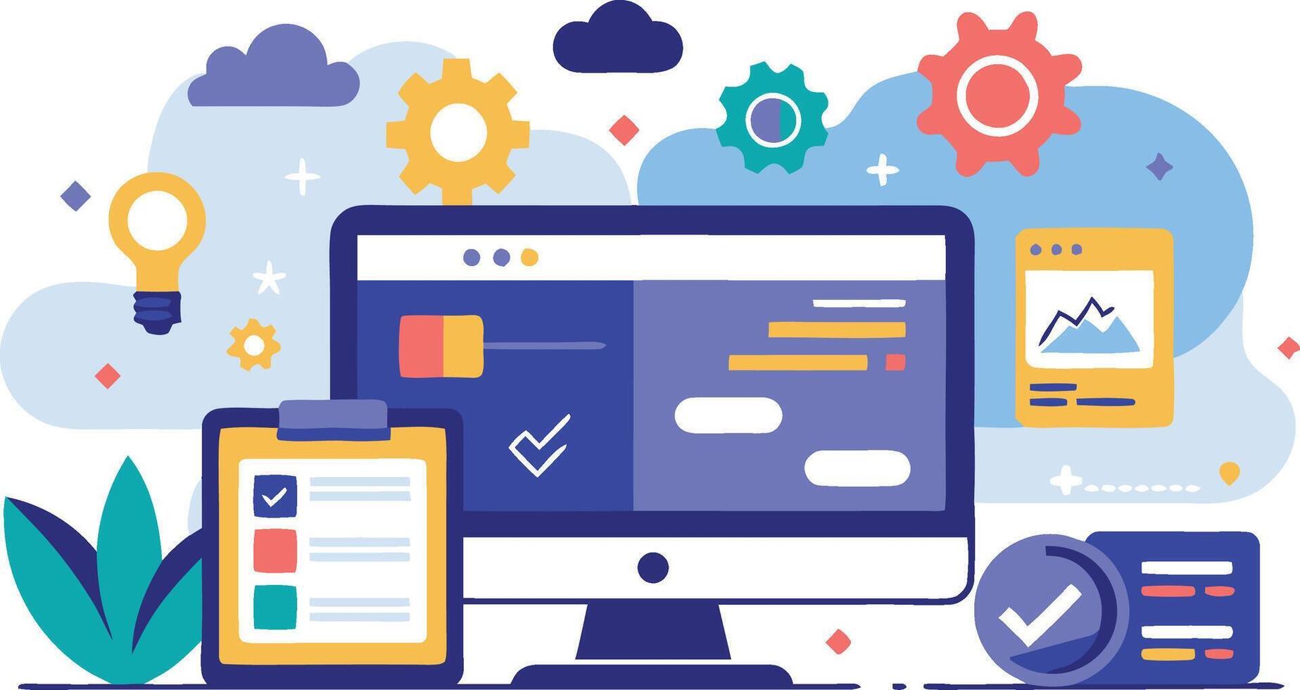 UI UX interface elements and browser windows, web design, software development, or app design vector