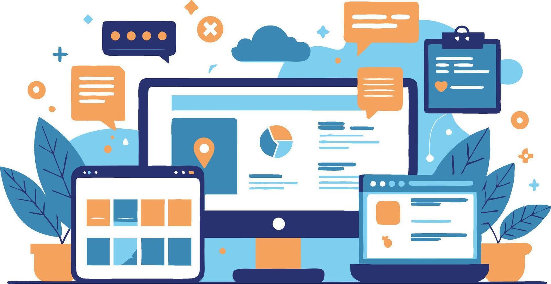 UI UX interface elements and browser windows, web design, software development, or app design vector